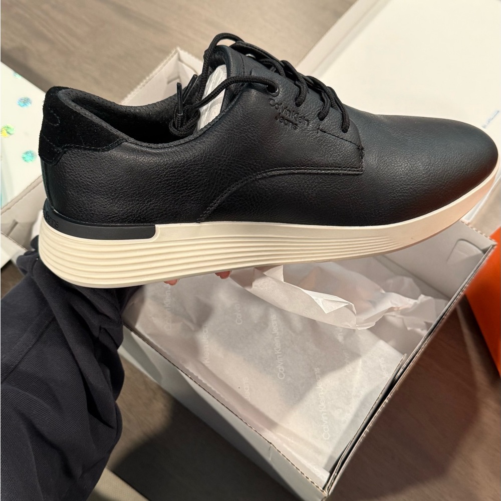 Calvin Klein Jeans Black Leather Sneakers